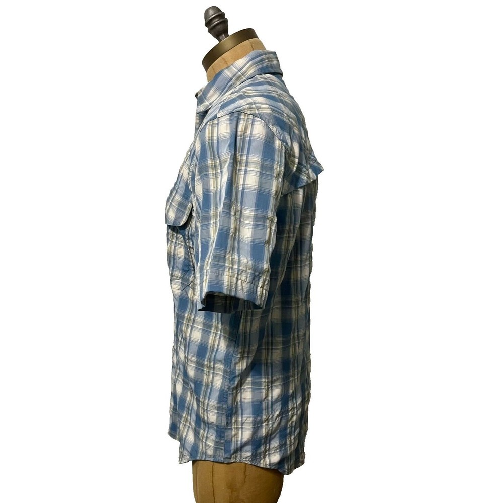 CC Filson Vented Fishing Shirt Mens M Blue Gray White Plaid Hiking Camping Shirt - Picture 2 of 9